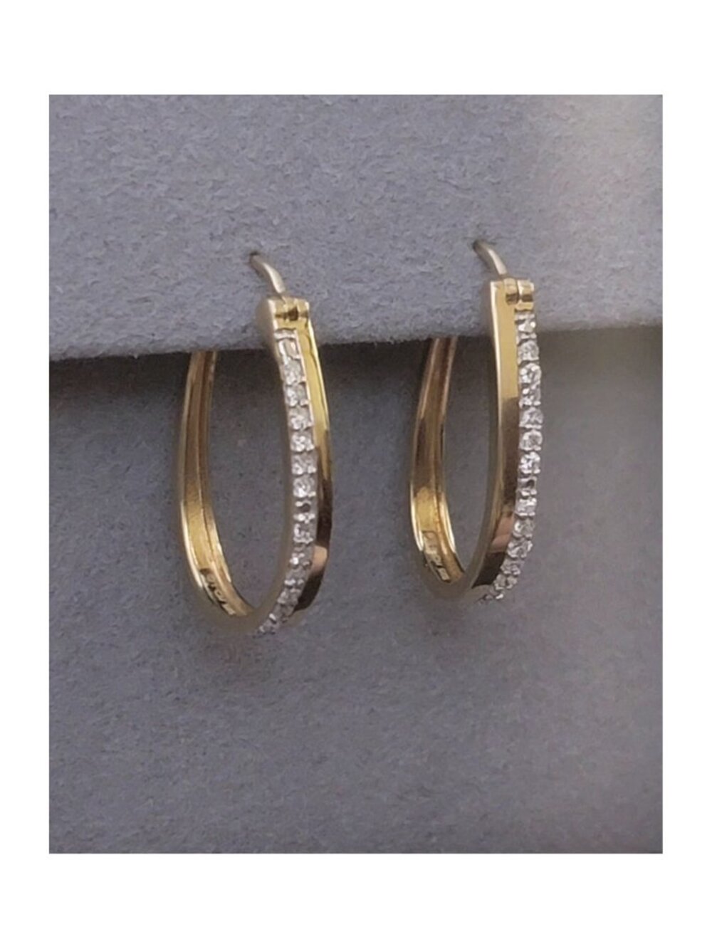Lab Grown Diamond Oval Hoop Earrings 1/4 CTW Gold Plated 925 NWT